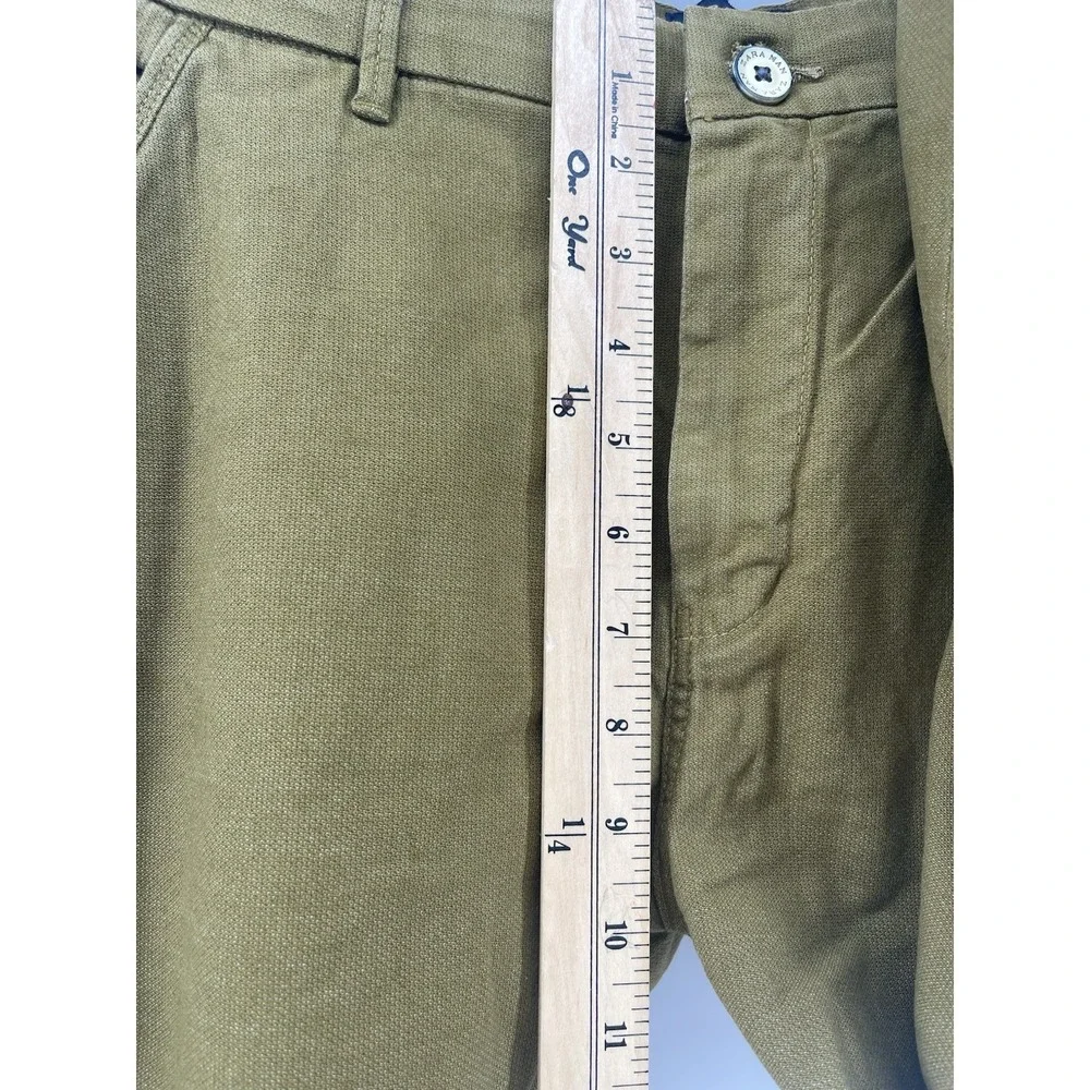 Zara Man Pants Size 32 Slim Fit Green Stretch Casual Chinos‎ Men